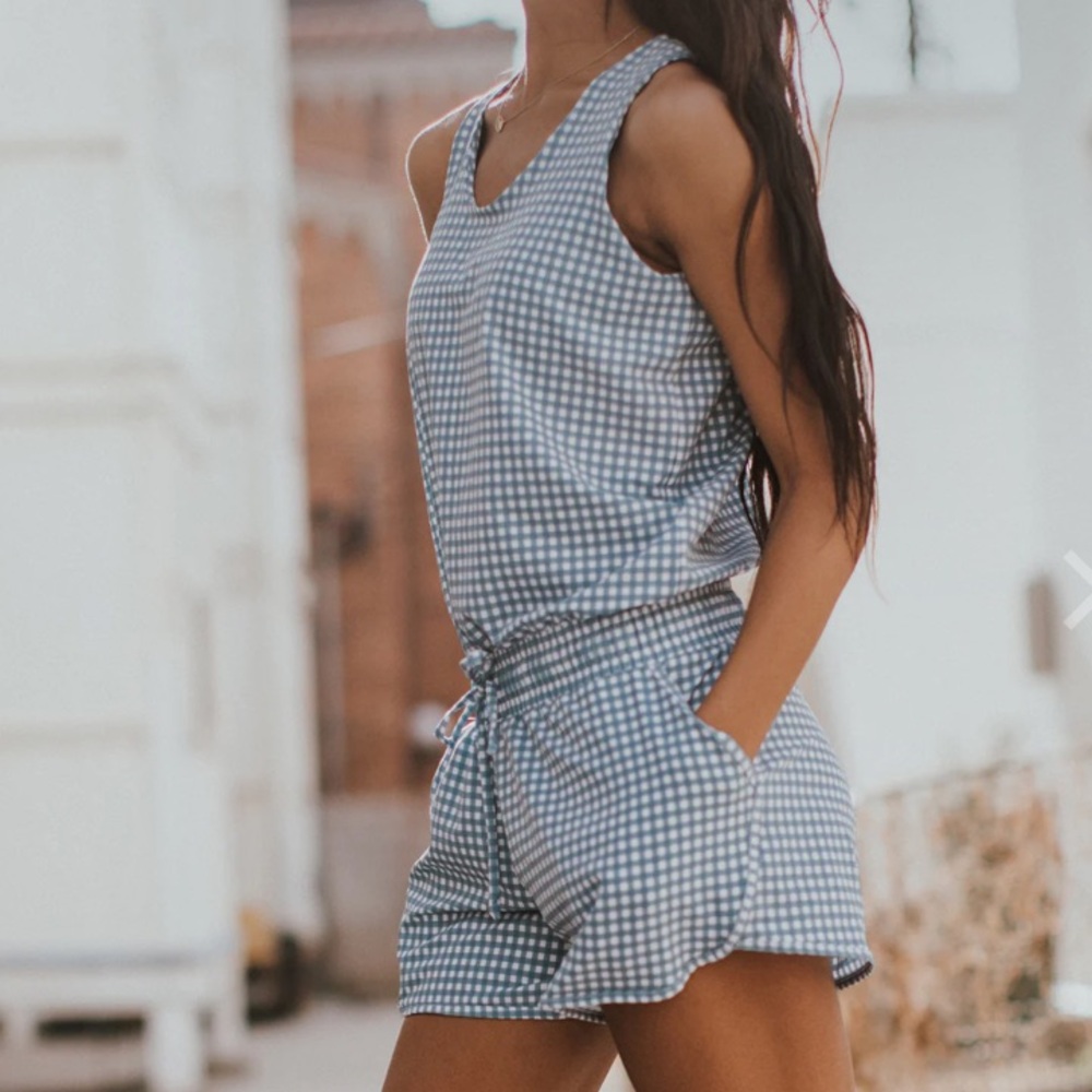 Albion Fit Gingham Romper Medium